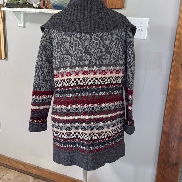 Bob Timberlake chunky lambswool duster cardigan sweater womens size XL red gray - Picture 5 of 11